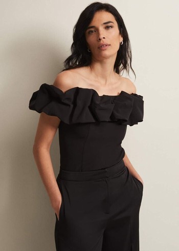 Phase Eight Mallorary Off The Shoulder Shirts Black Australia | DH2697345